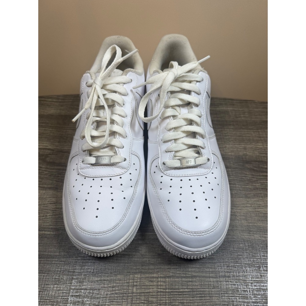 Nike Air Force 1 Low 07 Triple White Leather Sneakers CW2288-111 Mens 11